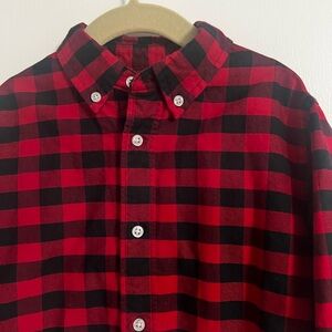 CREWCUTS Boys Red & Black Plaid button down long sleeve shirt - SIZE 6-7